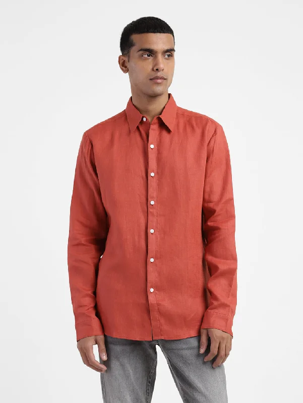 Men's Solid Spread Collar Shirt