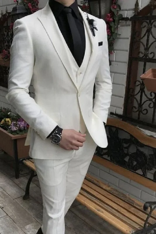 Men Formal Off White Suit One Button Classic Suit Wedding Dinner Suit Elegant For him