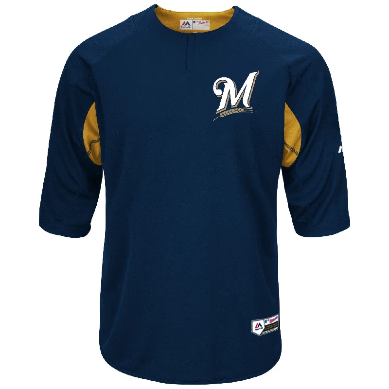 Milwaukee Brewers Authentic Collection On-Field 3/4 Sleeve BP Jersey