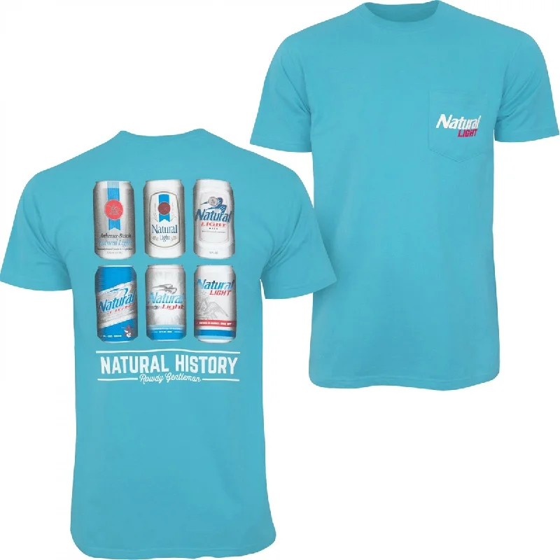 Natural Light Mens Bright Blue Natural History Rowdy Gentleman TShirt