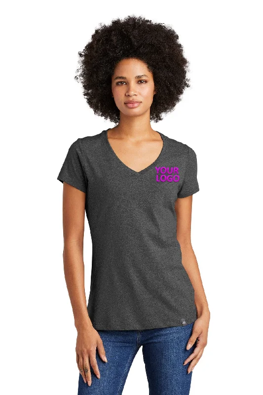 New Era Ladies Heritage Blend V-Neck Custom Printed Tee's, Black Heather