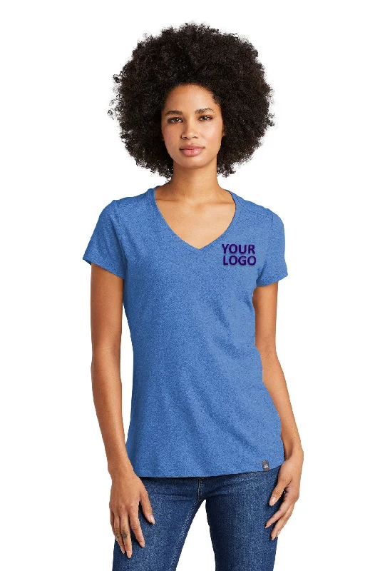 New Era Ladies Heritage Blend V-Neck Custom Printed Tee's, Royal Heather