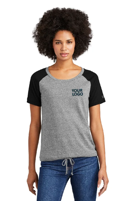 New Era Ladies Tri-Blend Performance Printed Tee's, Shadow Grey/ Black