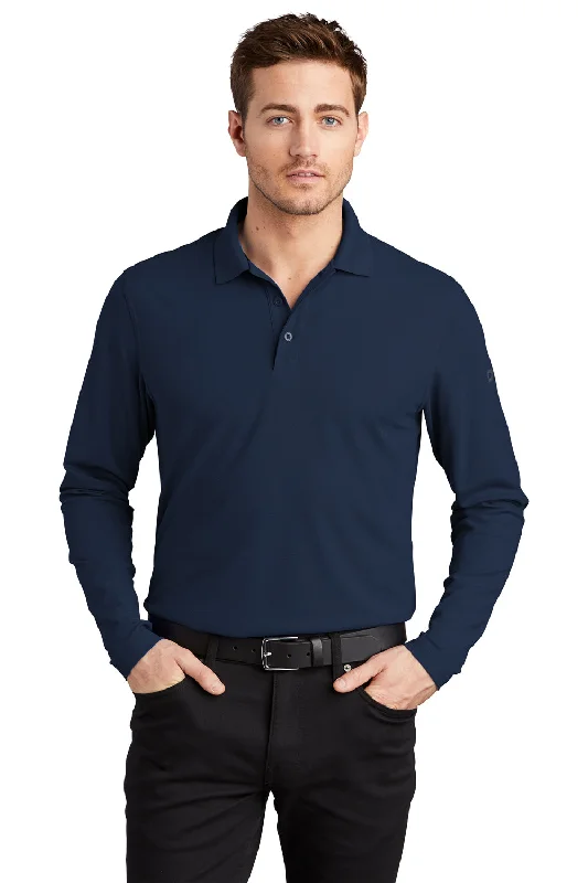 Ogio Mens Caliber 2.0 Moisture Wicking Long Sleeve Polo Shirt - Navy Blue