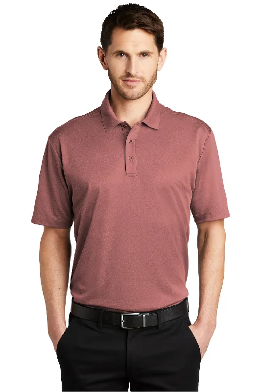 Port Authority Mens Silk Touch Performance Moisture Wicking Short Sleeve Polo Shirt - Heather Garnet Red