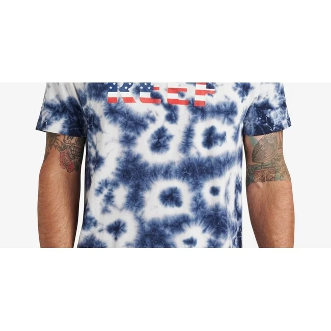 Reef Men's Measure Short Sleeve Tie Dye Graphic T-shirt Blue Size S