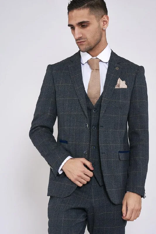 Scott Blue Check Peaky Blinder Tweed Suit :- Wedding Suit