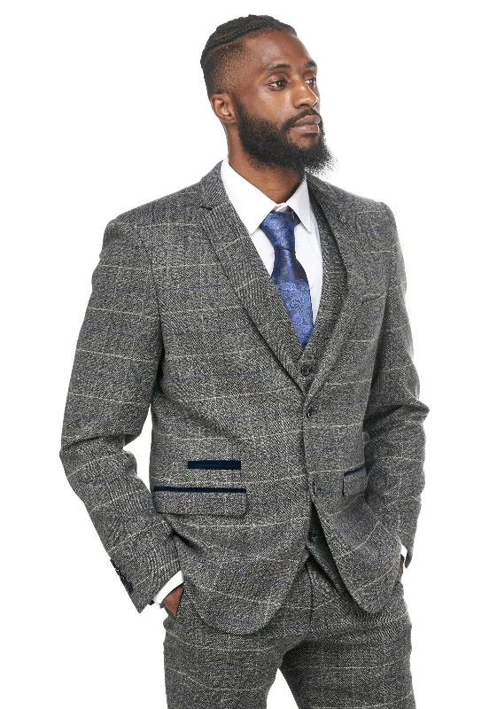 SCOTT GREY CHECK PEAKY BLINDER TWEED SUIT | Wedding Suit | | Check Suit | Office Wear