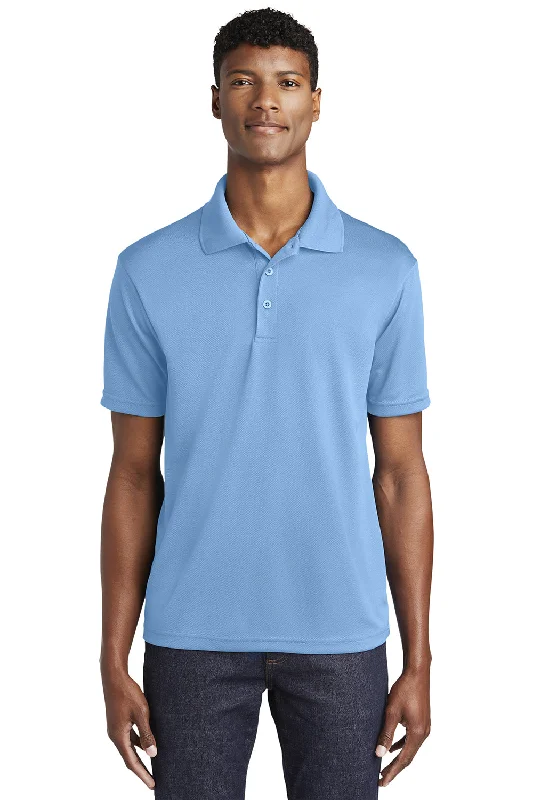 Sport-Tek Mens RacerMesh Moisture Wicking Short Sleeve Polo Shirt - Carolina Blue