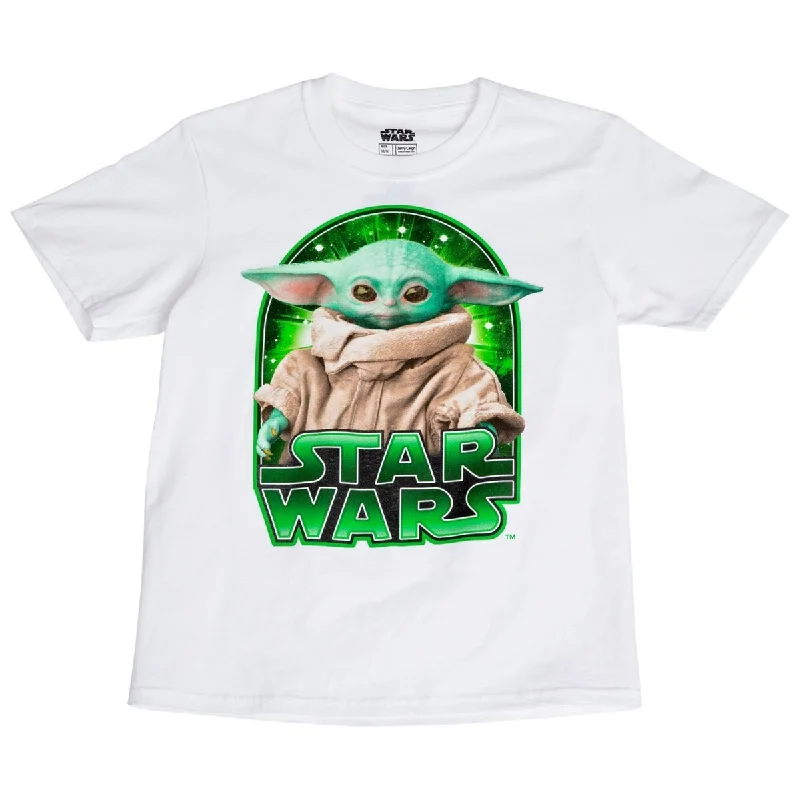 Star Wars The Mandalorian Grogu Galaxy Green Youth TShirt