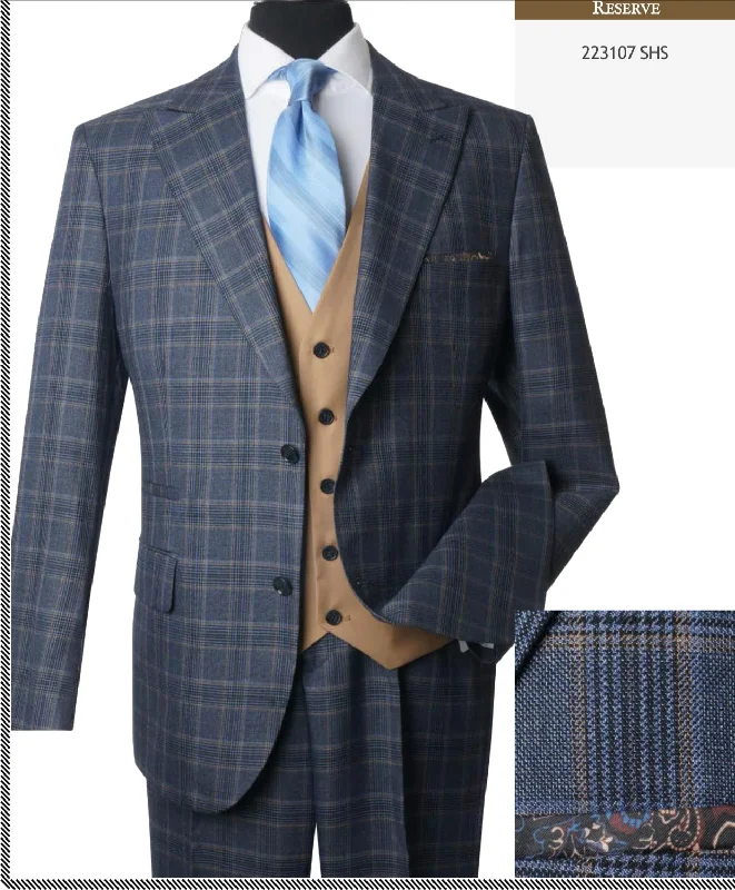 Steve Harvey 223107SHS 3 Pieces Suits Blue/Tan