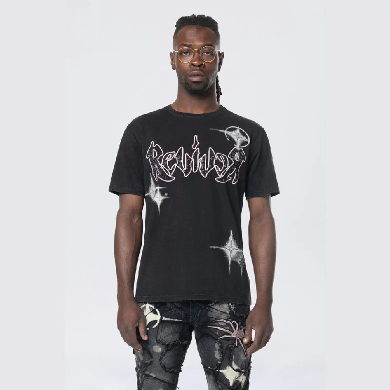 Stitched Embroidered SS Tee - Black