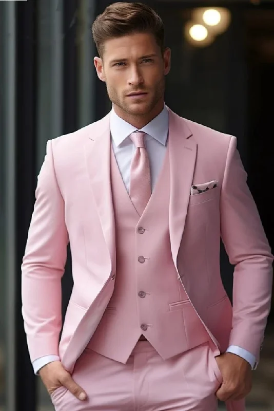 Men's Wedding Suit Pink Formal Men's Wear 3 Piece Suit Best Man Suit Stylish Groom Suit Custom Wedding Suit Bespoke