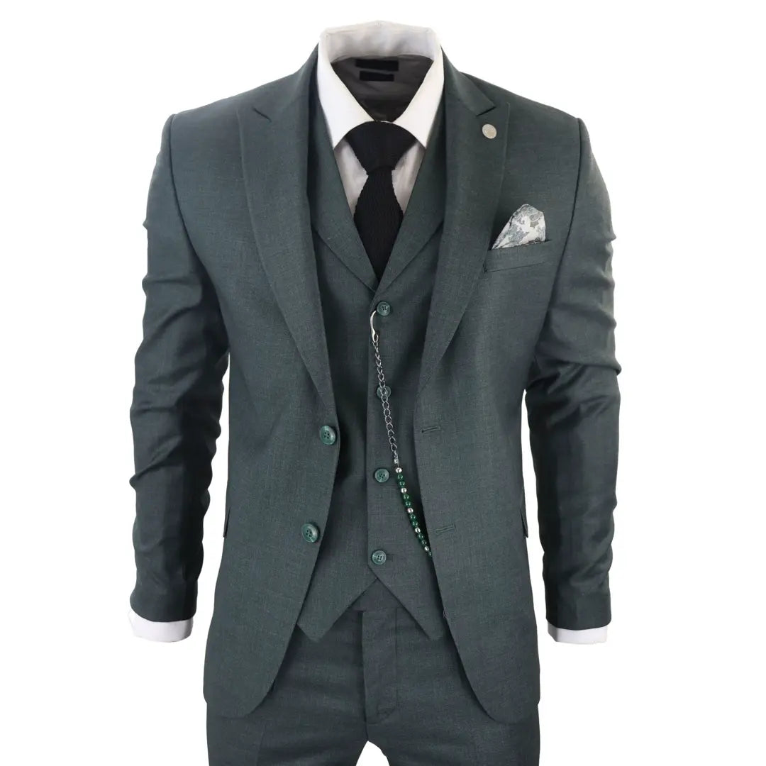 James - Men's 3 Piece Green Suit