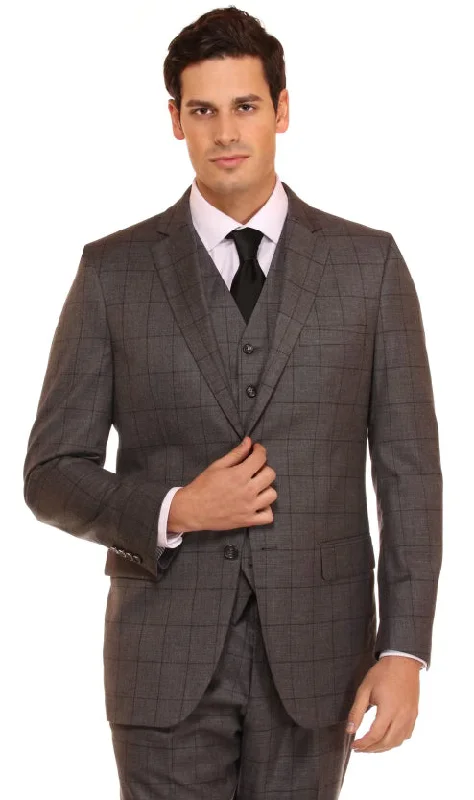 Vitali M2735 3 Pieces Vested  Suit Charcoal