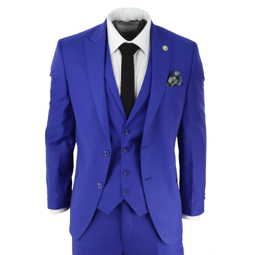 WS16 - Men's 3 Piece Royal Blue Suit Best Man Groom Prom Wedding