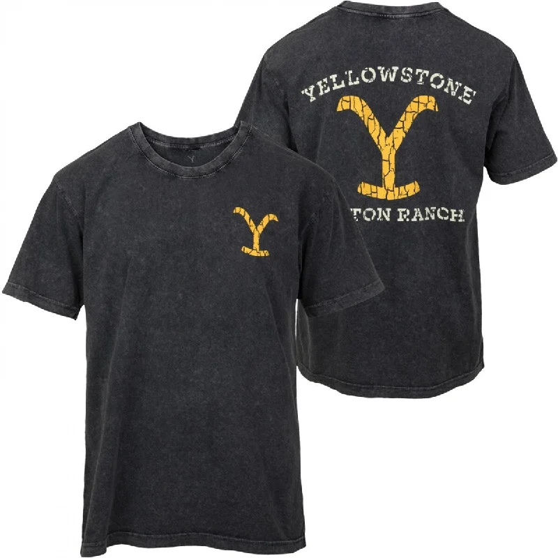 Yellowstone Dutton Ranch Distressed Logo Grey Front And Back TShirt