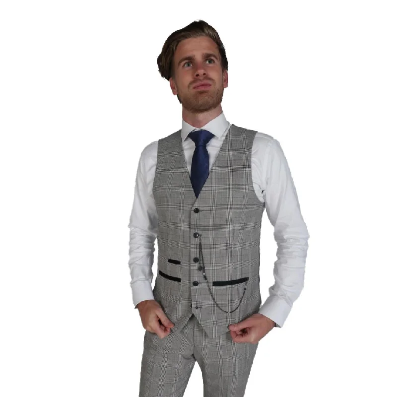 Hugo - Men's Check Grey Waistcoat Bussiness Office Wear