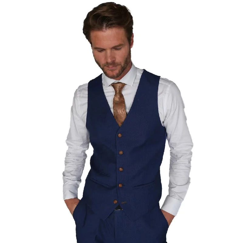 Mayfair- Men's Plain Blue Waistcoat Prom Wedding Office