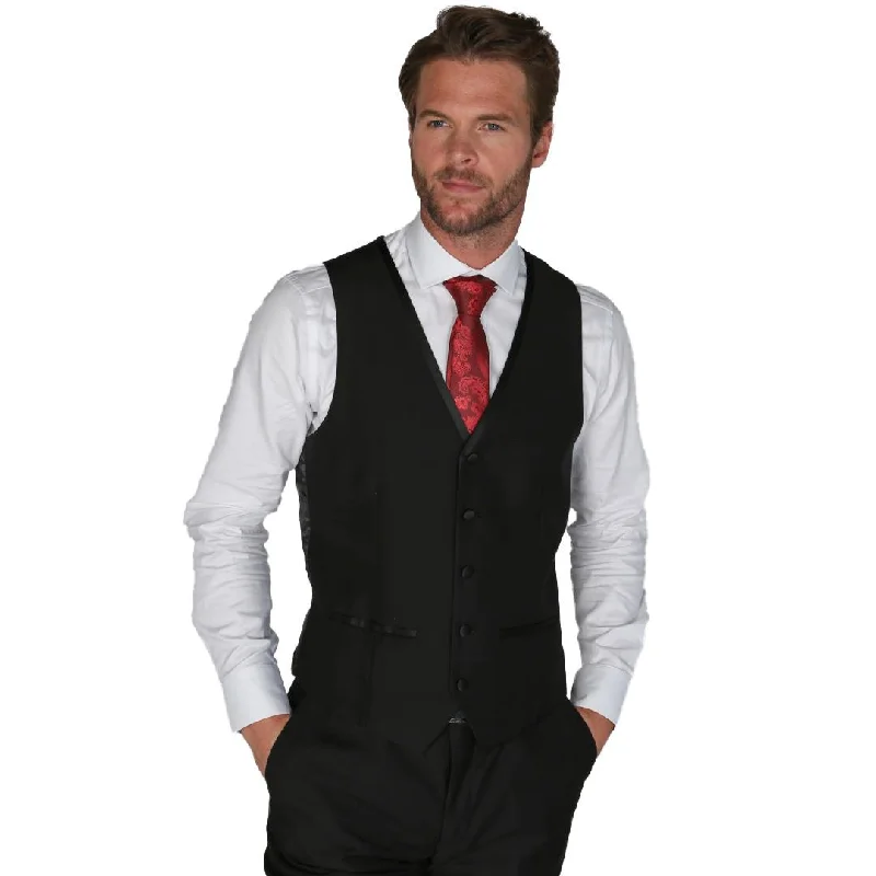 Regent - Men's Black Waistcoat Wedding Prom